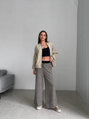 Брюки culotte трехнитка Premium в полоску - Основные контакты 