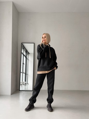 Штани з лампасом на флісі чорний - Основні контакти 