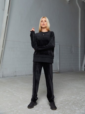 Брюки черные велюровые на манжете - Основные контакты 