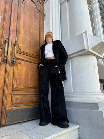 Брюки culotte велюровые черные - Основные контакты 