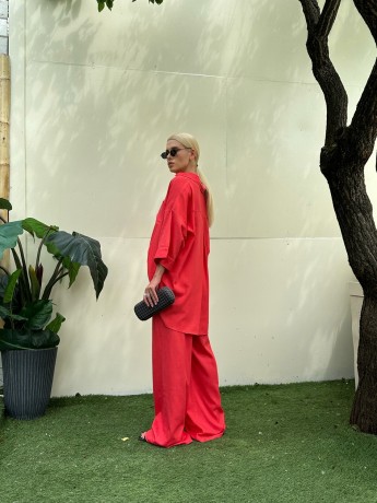 Костюм linen з брюками кораловий - Основні контакти 