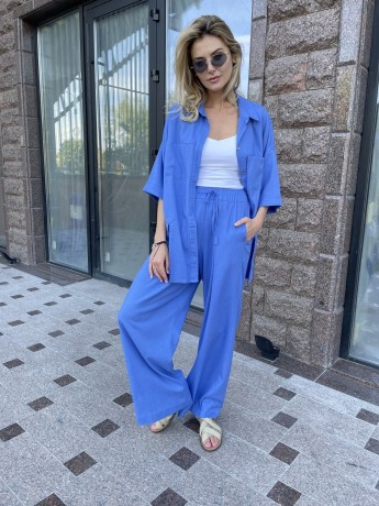 Костюм linen з брюками волошковий - Основні контакти 