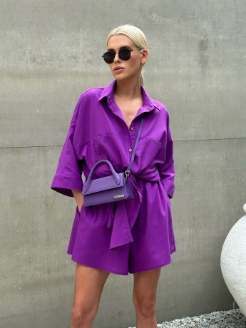 Костюм linen з шортами фіолетовий - Основні контакти 