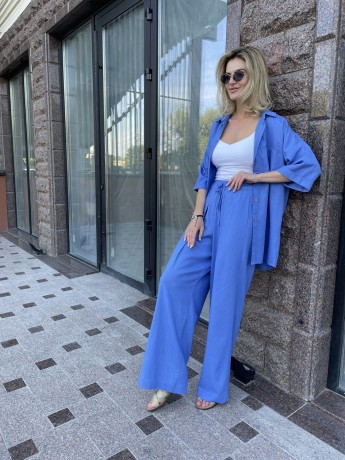 Костюм linen з брюками волошковий - Основні контакти 