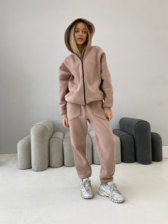 Брюки joggers на флисе бежевые - Основные контакты 