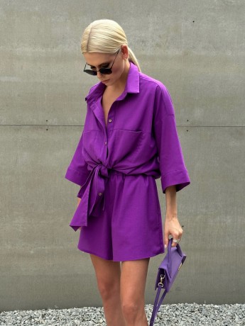Костюм linen з шортами фіолетовий - Основні контакти 