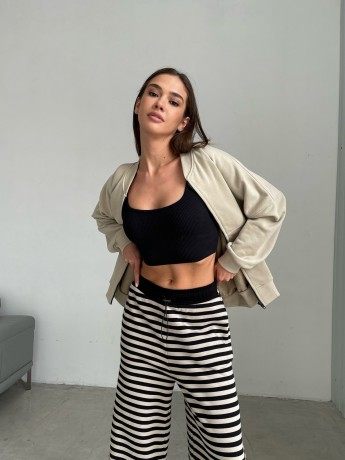 Брюки culotte трехнитка Premium в полоску - Основные контакты 